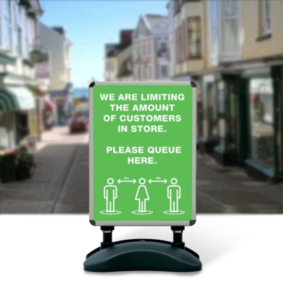 Forecourt Pavement Sign - Please Queue Here