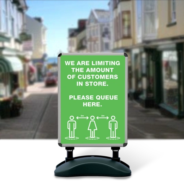 Forecourt Pavement Sign - Please Queue Here