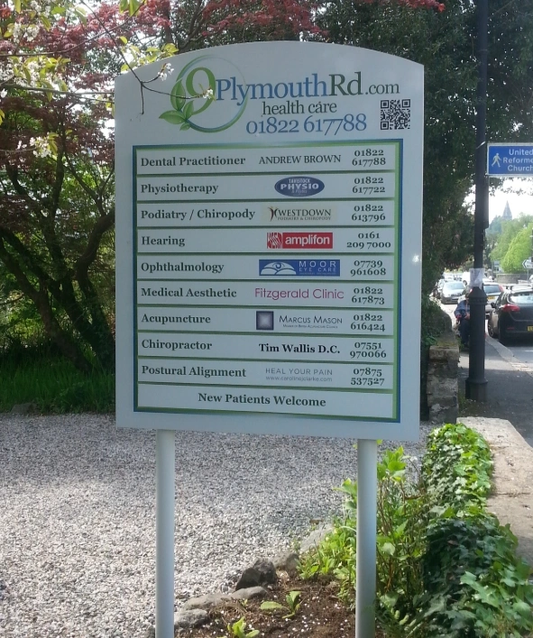 Post and Panel Sign in use
