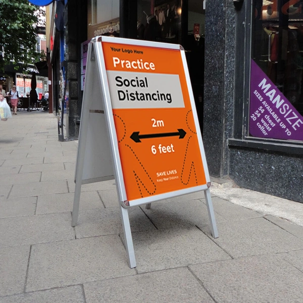 A Frame Pavement Sign - Social Distancing