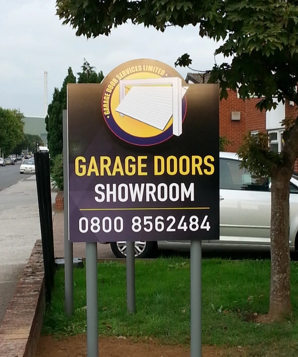Post and Panel Sign in use